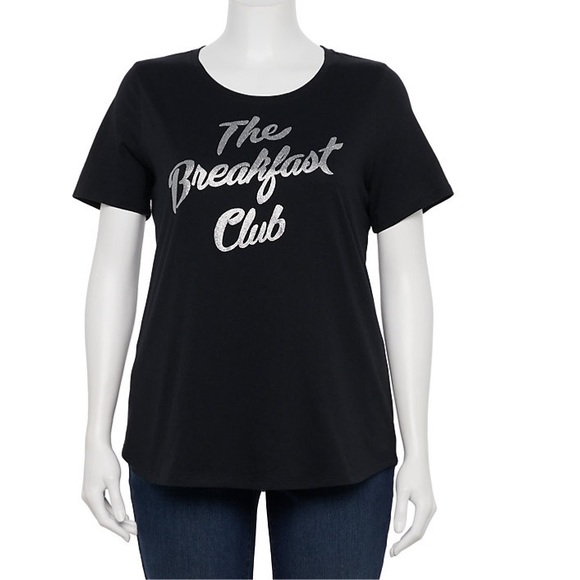 Tops - NWT 1X 2X graphic tee the breakfast club plus size black movie short sleeves